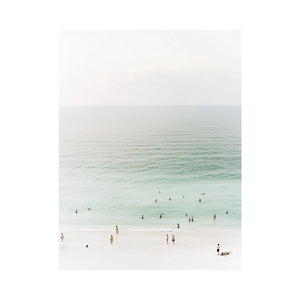 Minimal beach canvas art with seafoam water for calm bedroom decor.