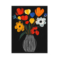 Bright flower vase canvas print for colorful modern kitchen decor.