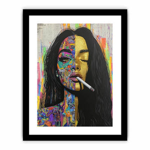 Urban pop art woman portrait canvas for bold living room decor.