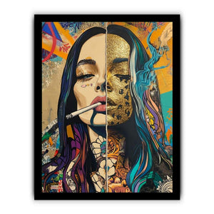 Glam pop art woman portrait canvas for bold bedroom decor.