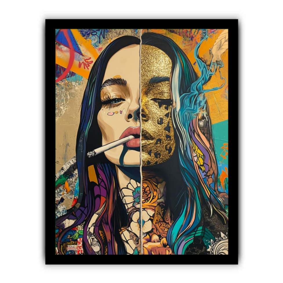Glam pop art woman portrait canvas for bold bedroom decor.