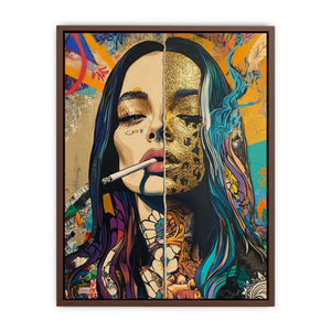 Glam pop art woman portrait canvas for bold bedroom decor.