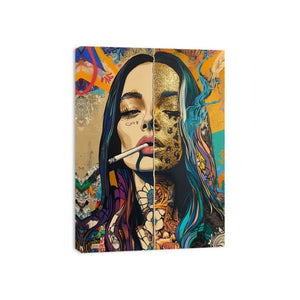 Glam pop art woman portrait canvas for bold bedroom decor.