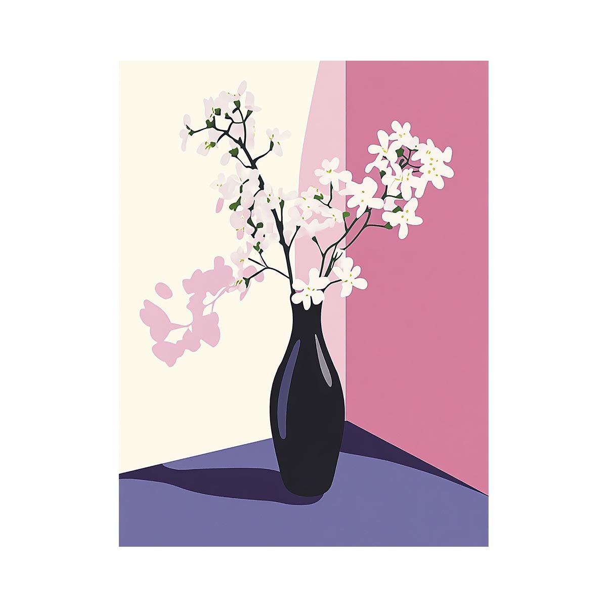 Soft floral vase canvas art for elegant modern bedroom decor.