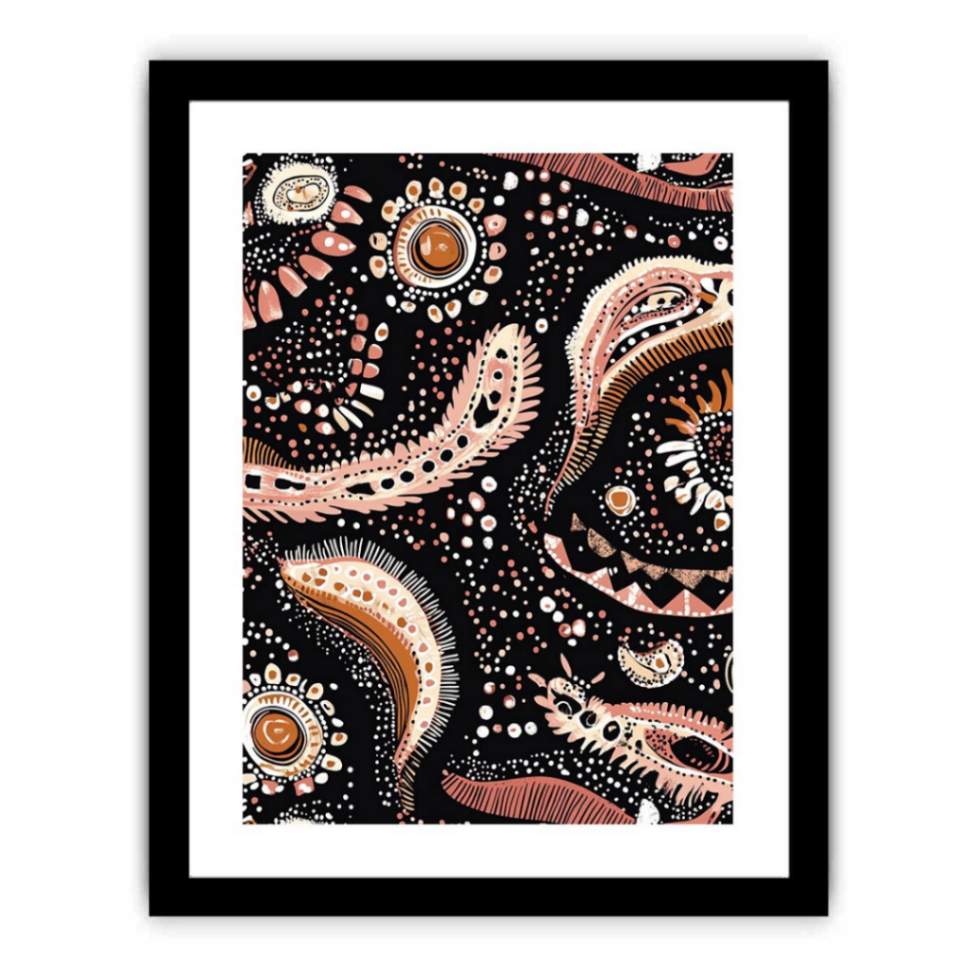 Boho paisley pattern canvas art in blush and terracotta for bedroom decor.