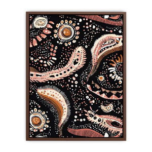 Boho paisley pattern canvas art in blush and terracotta for bedroom decor.