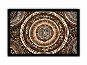 Earthy circular dot pattern canvas art for warm modern living room decor.