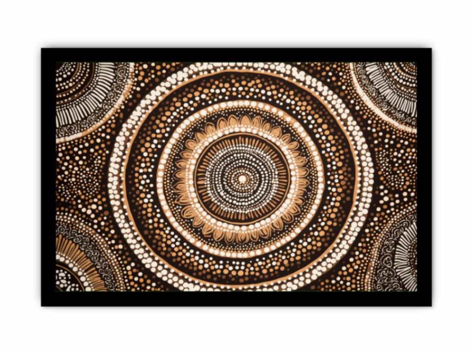 Earthy circular dot pattern canvas art for warm modern living room decor.