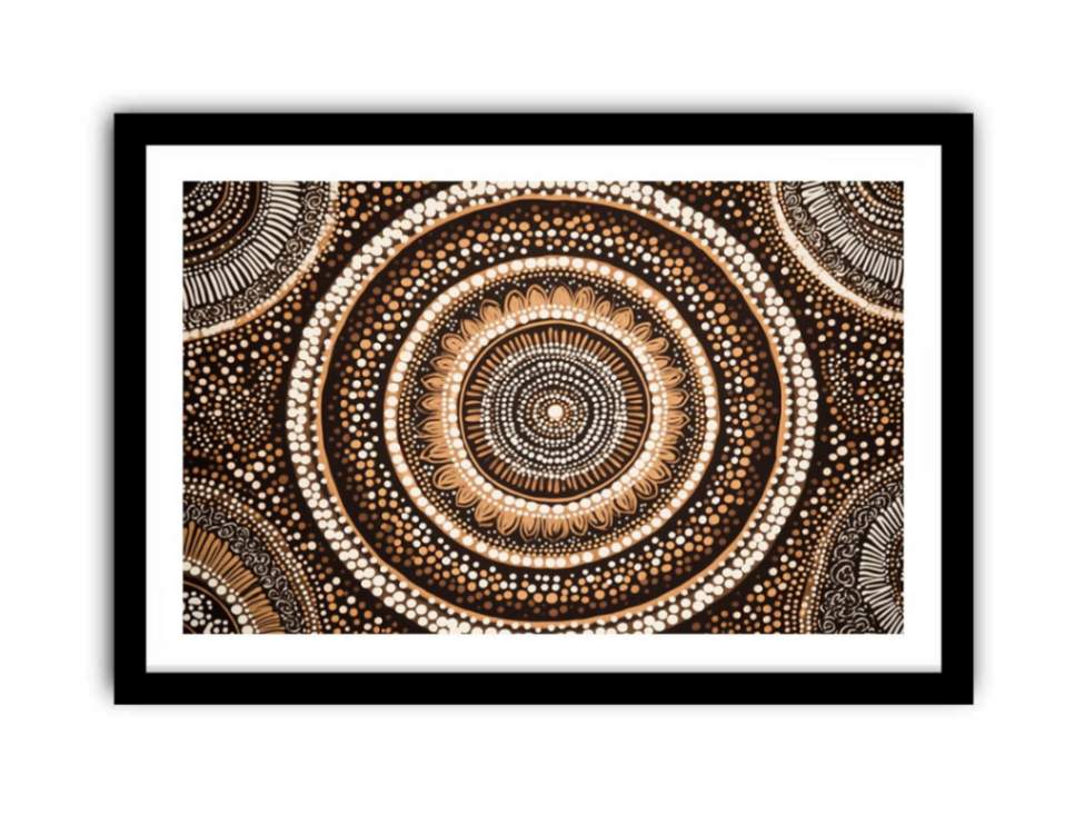 Earthy circular dot pattern canvas art for warm modern living room decor.