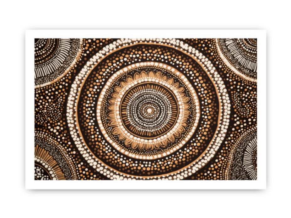 Earthy circular dot pattern canvas art for warm modern living room decor.