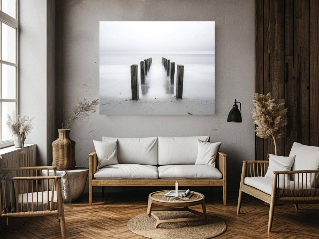 Minimalist ocean posts artwork for modern office and bedroom decor