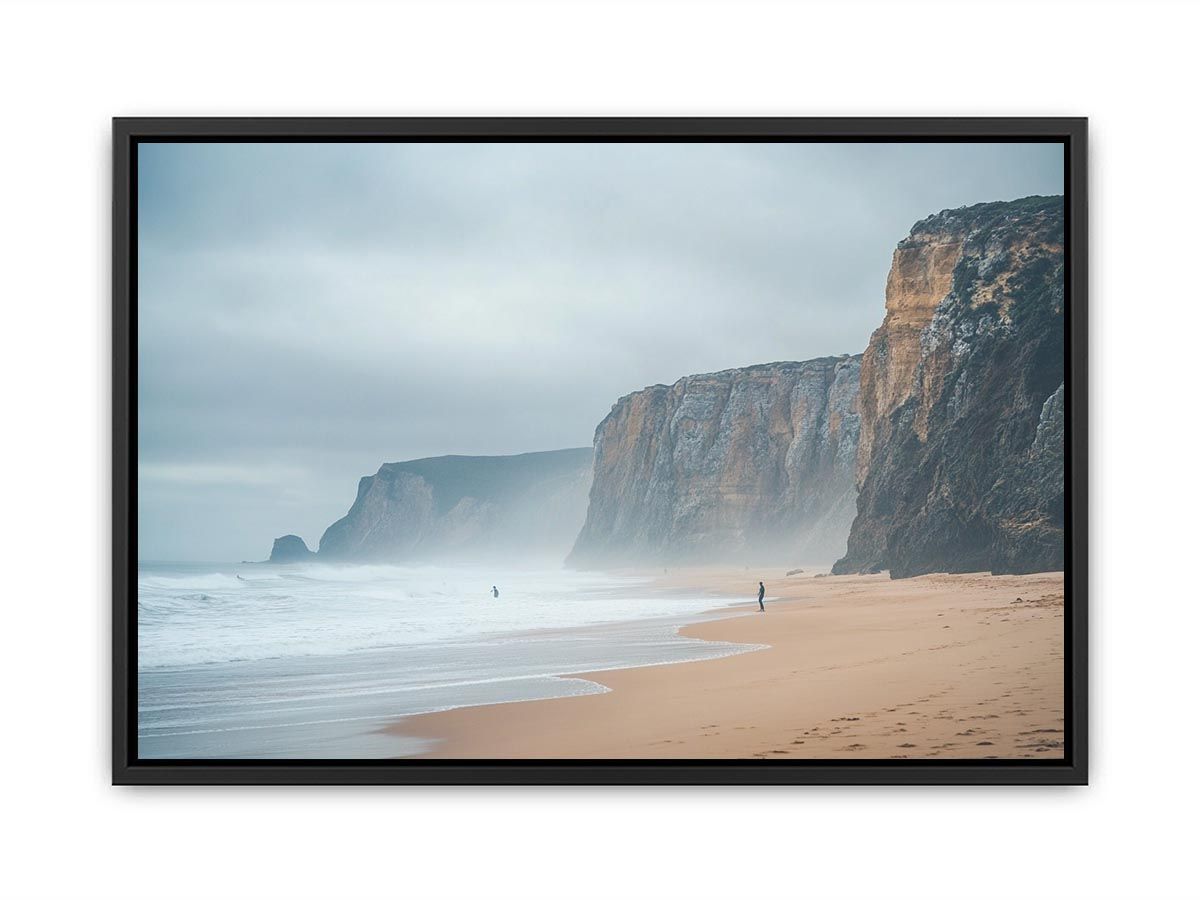 Misty coastal cliffs and beach landscape for luxury wall decor