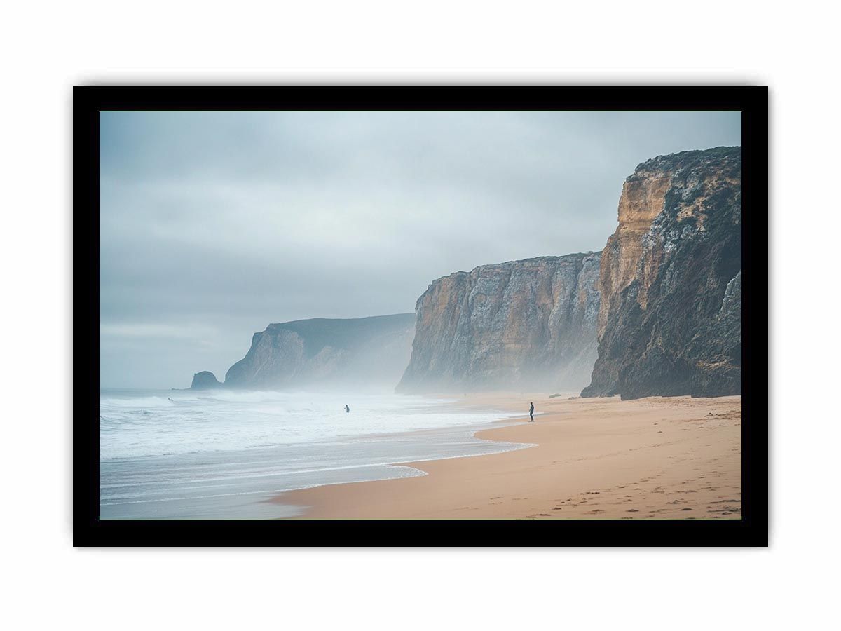 Misty coastal cliffs and beach landscape for luxury wall decor