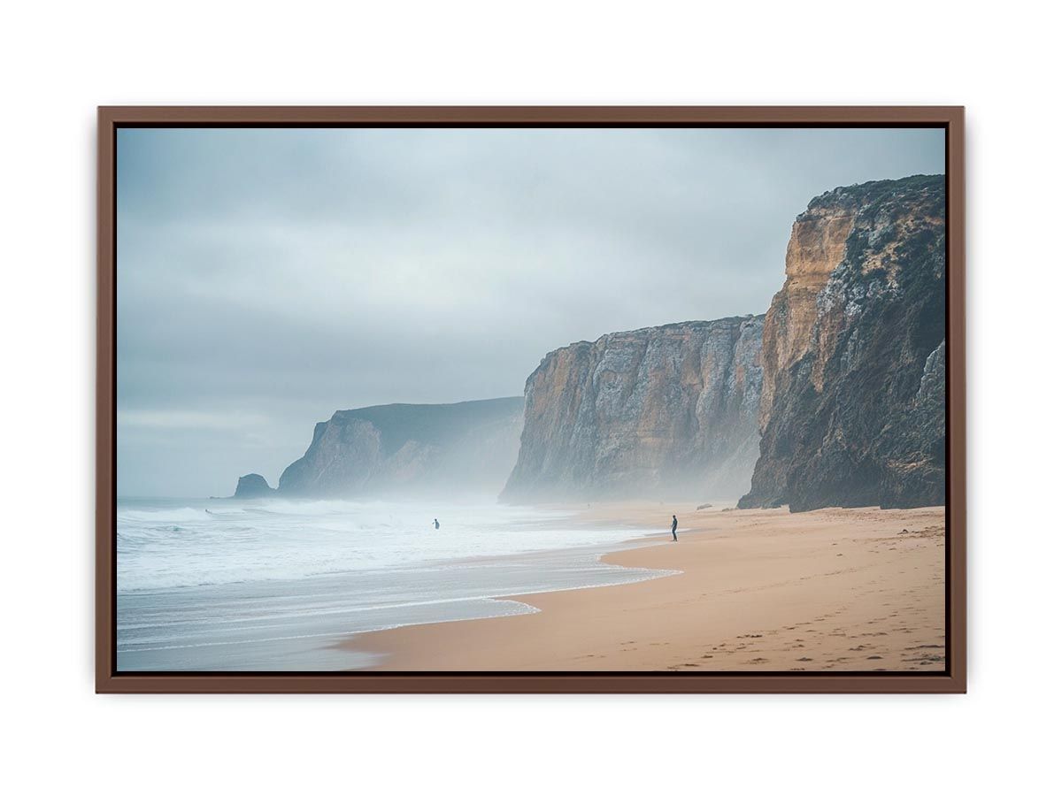 Misty coastal cliffs and beach landscape for luxury wall decor