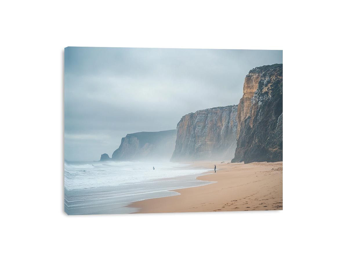 Misty coastal cliffs and beach landscape for luxury wall decor
