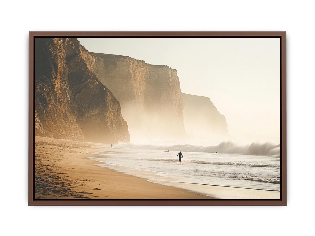 Coastal cliff beach photography wall art for modern living room decor