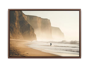 Coastal cliff beach photography wall art for modern living room decor
