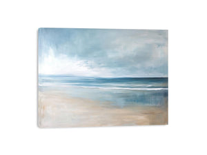 Minimal coastal ocean artwork with soft blue tones for modern living room decor