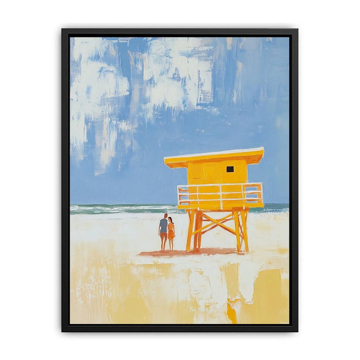 Couple At Beach Tower  Painting