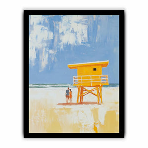 Coastal lifeguard tower artwork for beach house and modern bedroom decor