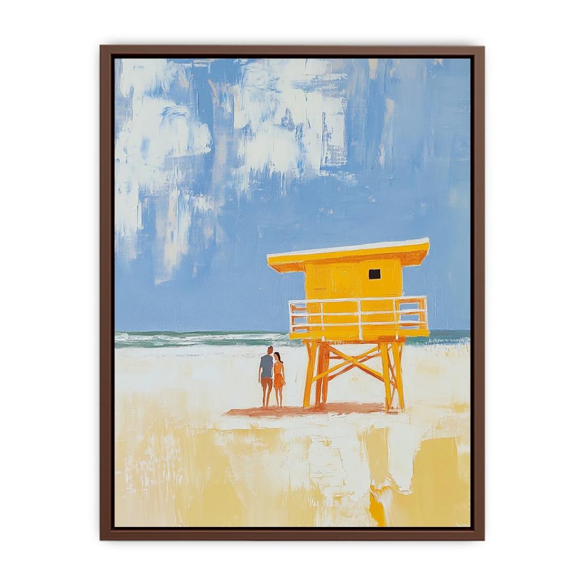 Coastal lifeguard tower artwork for beach house and modern bedroom decor