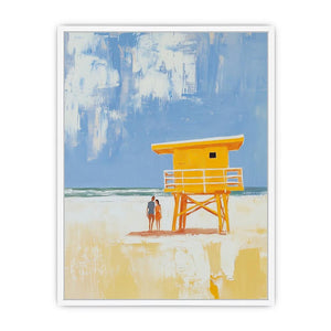 Coastal lifeguard tower artwork for beach house and modern bedroom decor