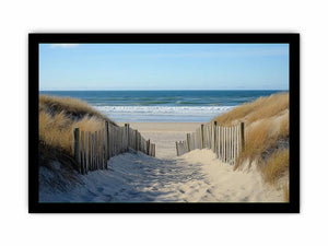 Beach pathway through dunes artwork for coastal living room decor
