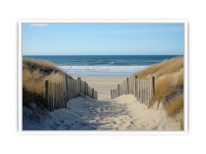 Beach pathway through dunes artwork for coastal living room decor