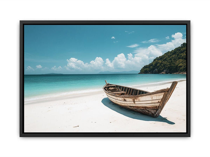 boat On White Sandy Beach  Painting