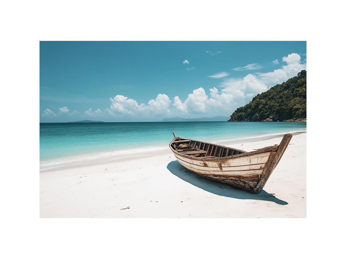Boat On White Sandy Beach