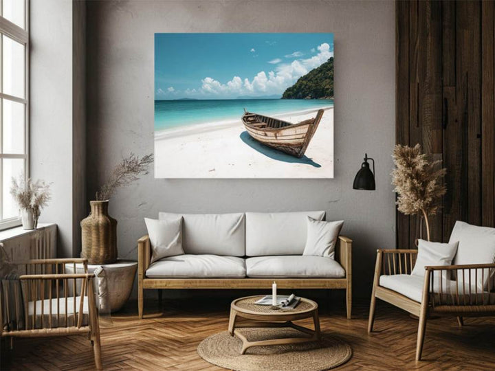 boat On White Sandy Beach 