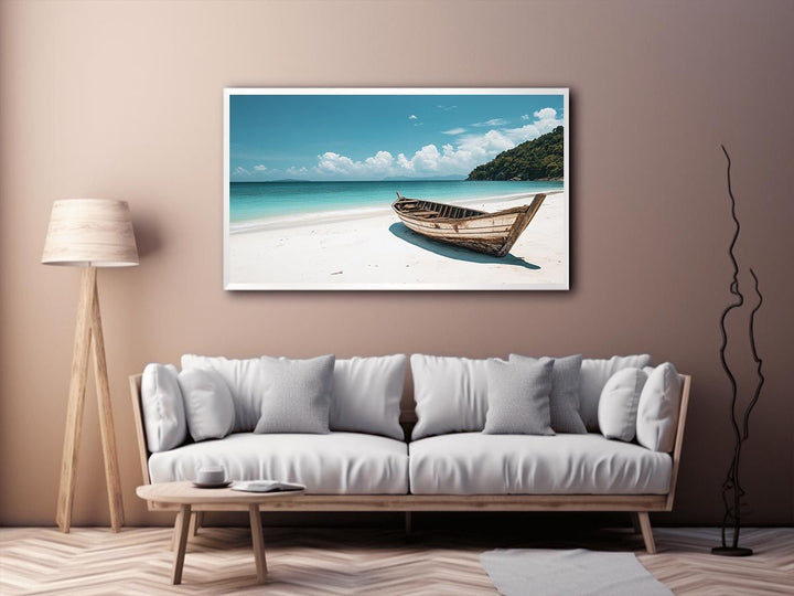 boat On White Sandy Beach 