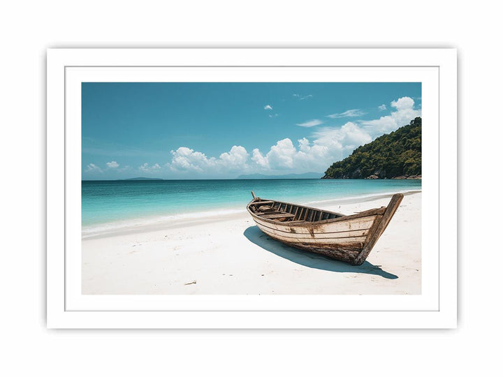 boat On White Sandy Beach Streched canvas