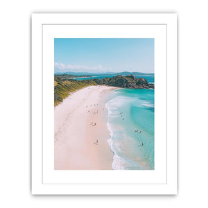 Aerial beach coastline artwork with turquoise sea for modern coastal decor