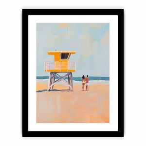 Modern beach lifeguard tower artwork for coastal bedroom decor