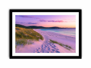 Pastel coastal sunset canvas art for serene bedroom decor