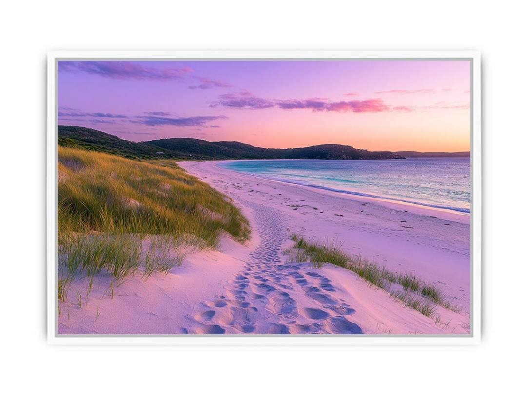 Pastel coastal sunset canvas art for serene bedroom decor