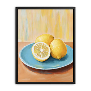 Lemon still life canvas art for bright kitchen decor