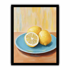 Lemon still life canvas art for bright kitchen decor