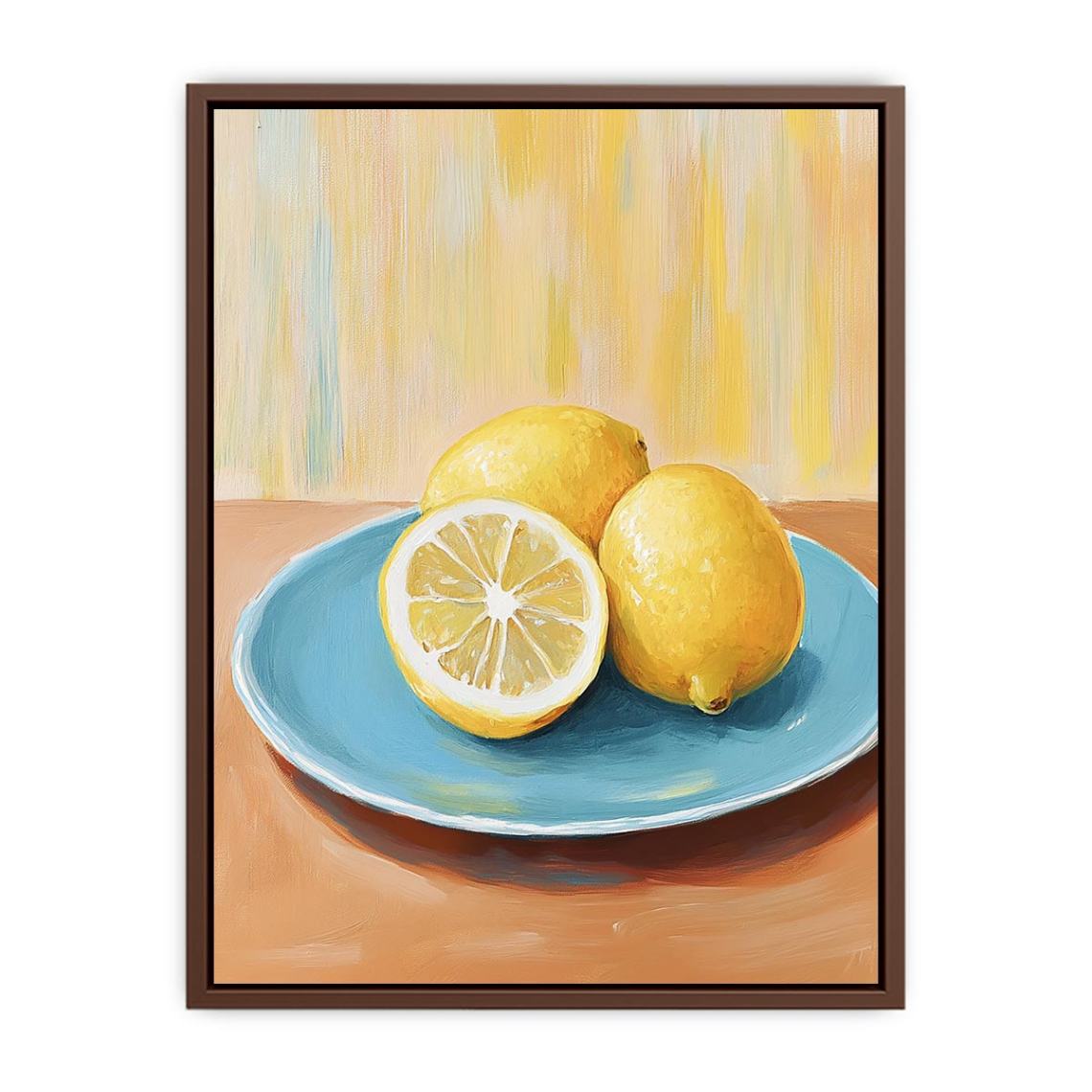 Lemon still life canvas art for bright kitchen decor