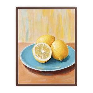 Lemon still life canvas art for bright kitchen decor