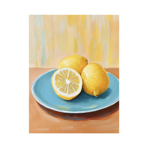 Lemon still life canvas art for bright kitchen decor