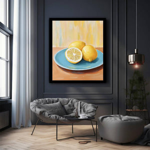 Lemon still life canvas art for bright kitchen decor