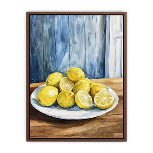 Lemon bowl still life artwork for farmhouse kitchen decor