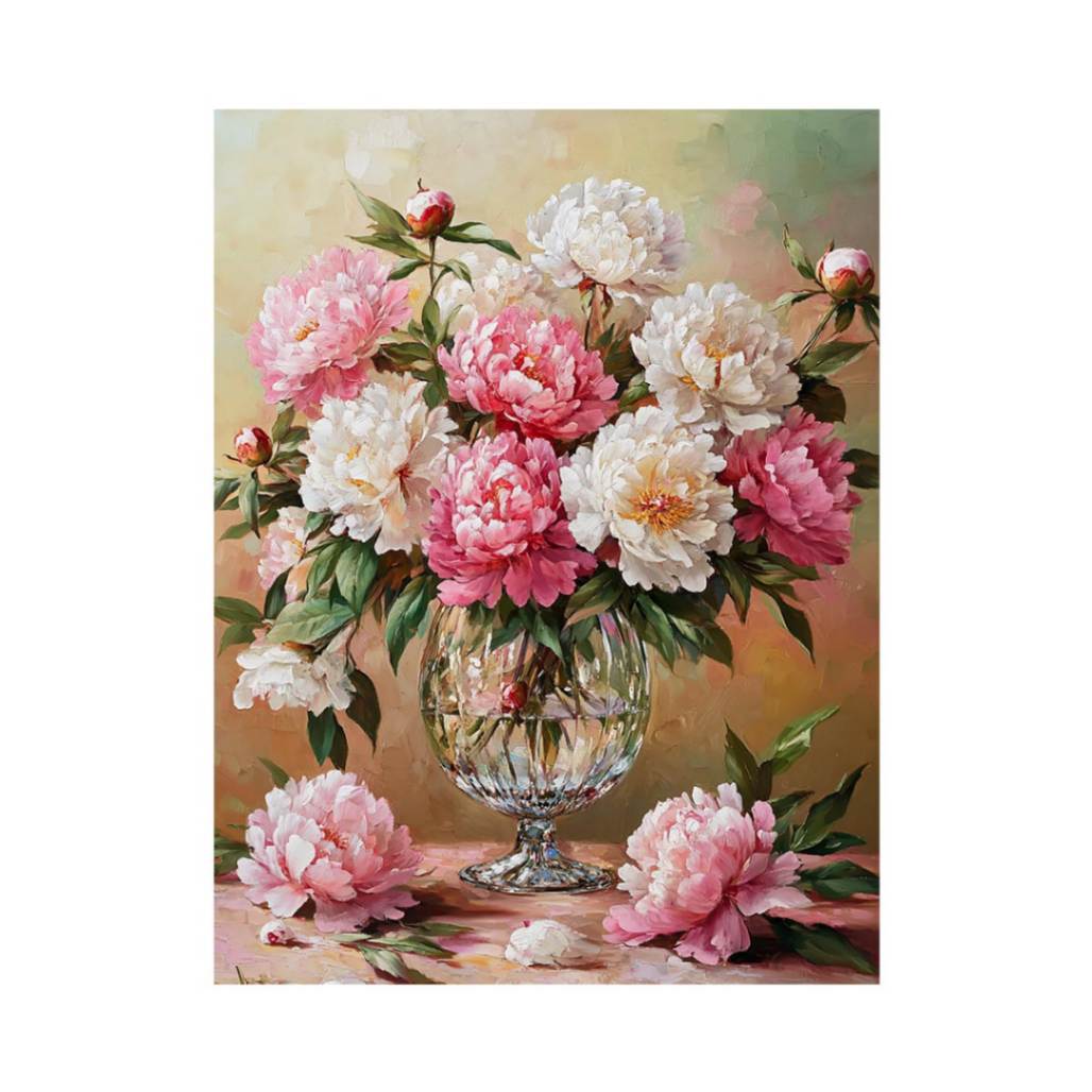 Pink and white peony floral artwork for elegant bedroom decor