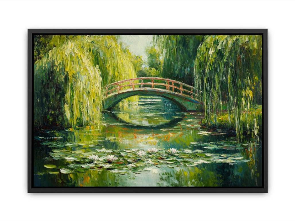 Willow Reflection a lush green lily pond