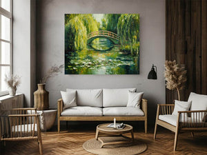 Willow Reflection a lush green lily pond