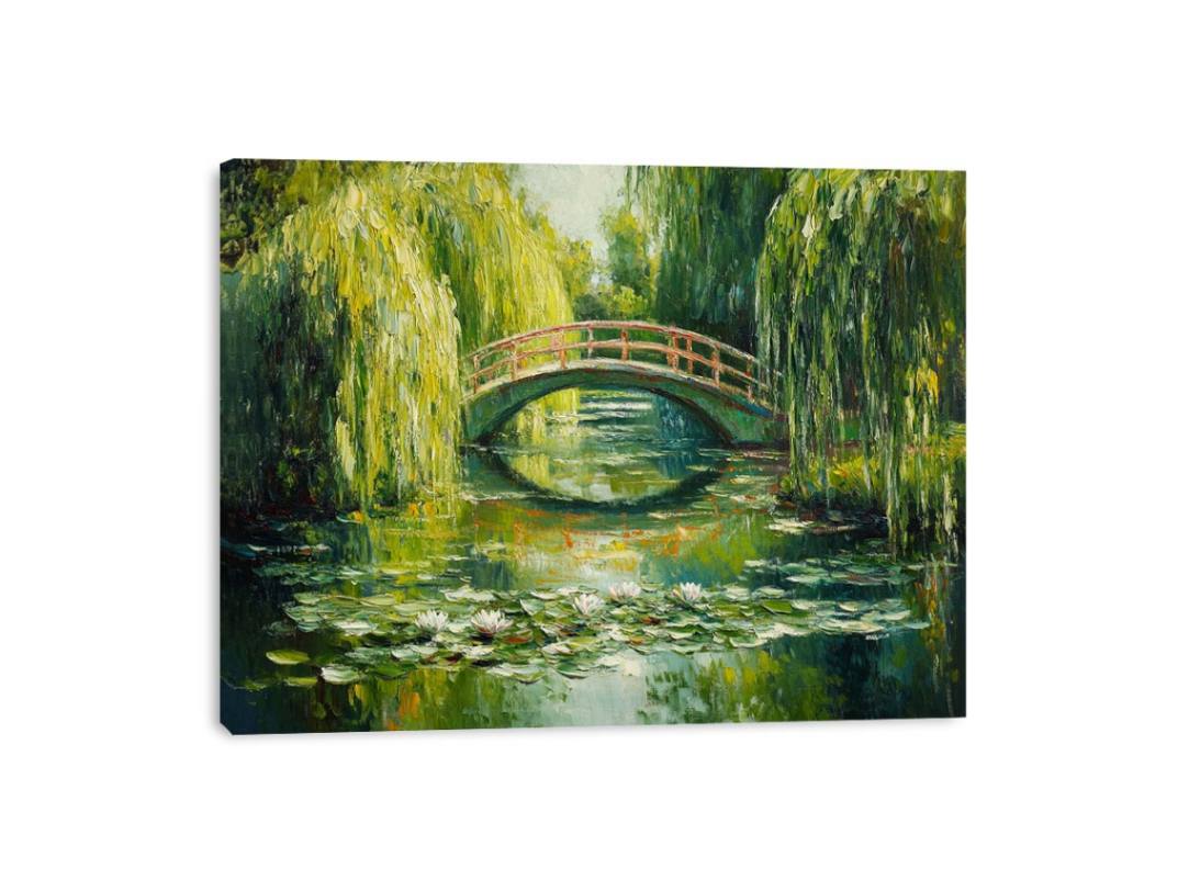 Willow Reflection a lush green lily pond