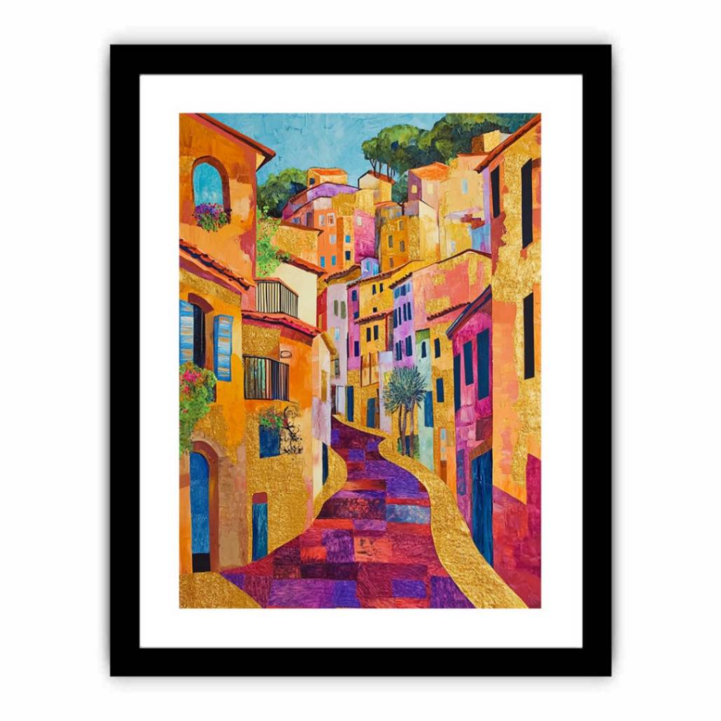 Golden Hillside a vibrant vertical village street