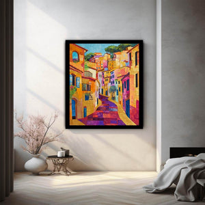 Golden Hillside a vibrant vertical village street